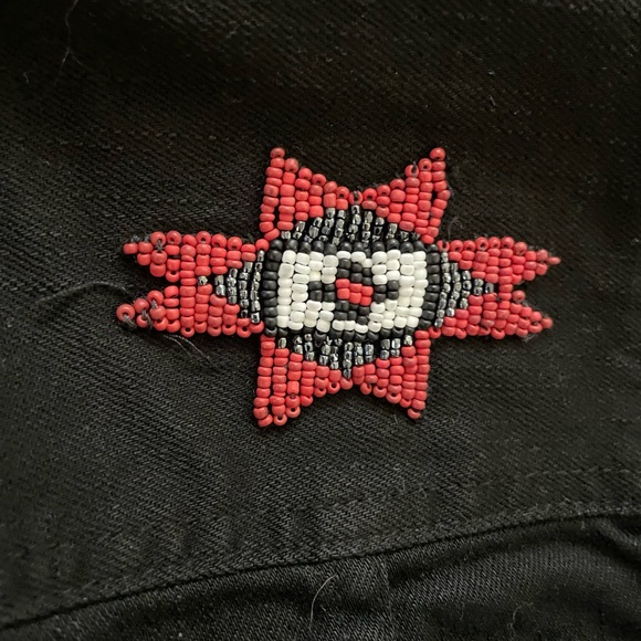 Lauren Jeans Co. Southwest Aztec Beaded Detail Black Jean Jacket 1X plus western - Picture 7 of 7
